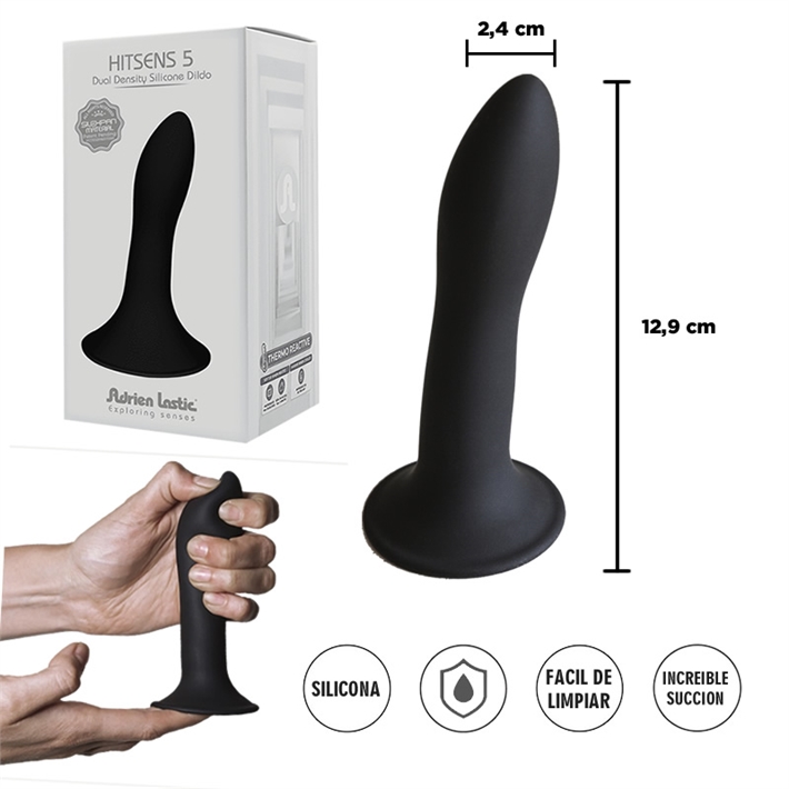 HITSENS 5 - Dildo negro con sopapa flexible