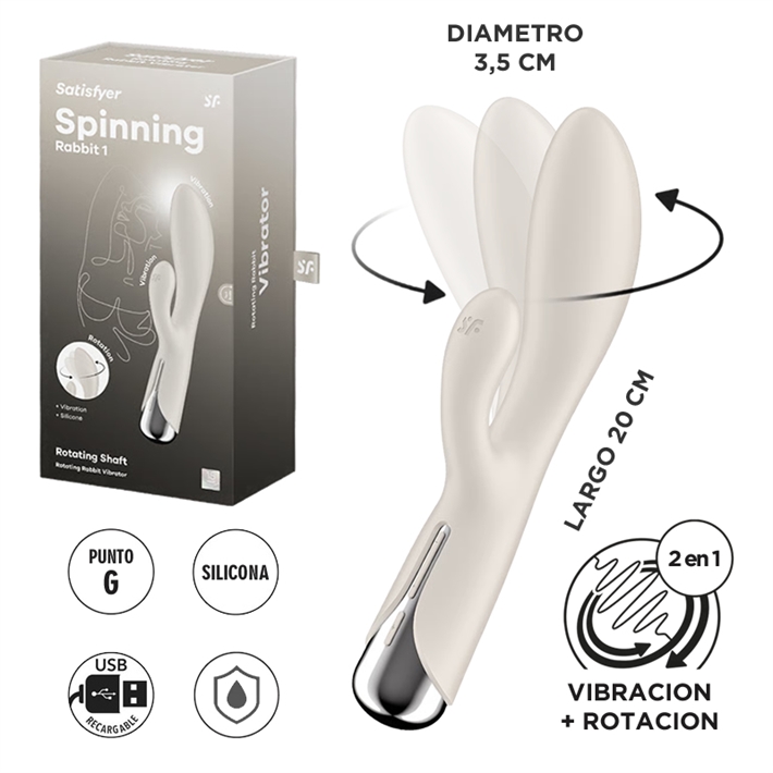 Spinning Rabbit 1 beige Estimulador de punto G con vibracion para el clitoris 