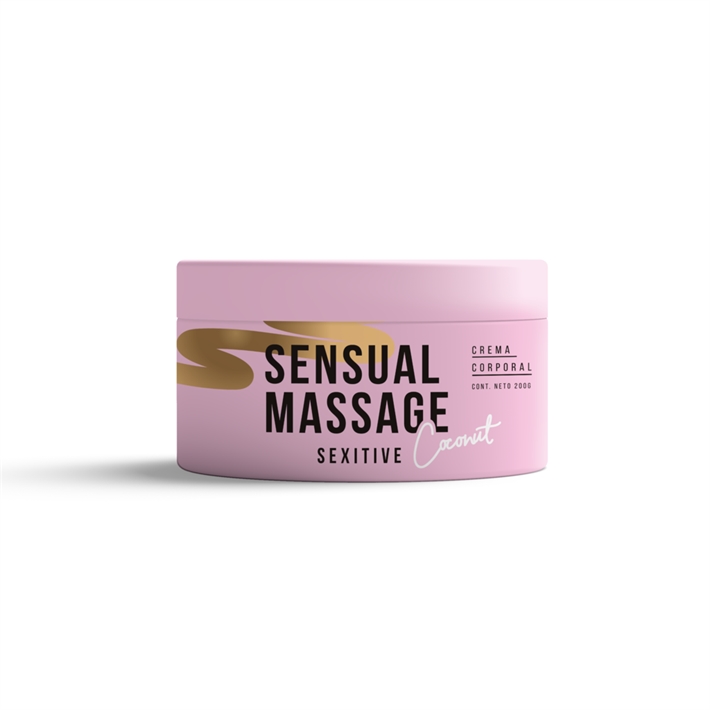 Crema corporal para masajes sensuales aroma a coco 200Grs.