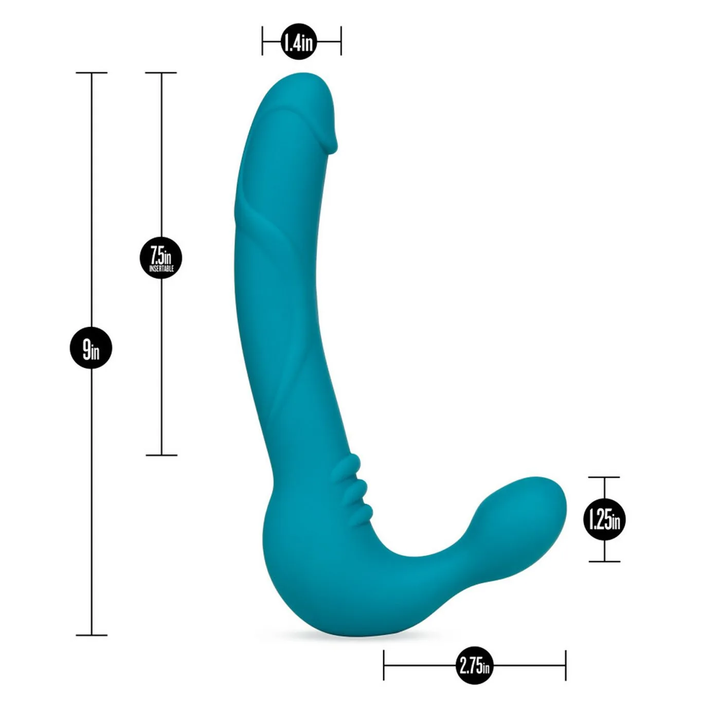 Temptasia - Luna - Strapless Silicone Dildo - Teal STRAP ON 2
